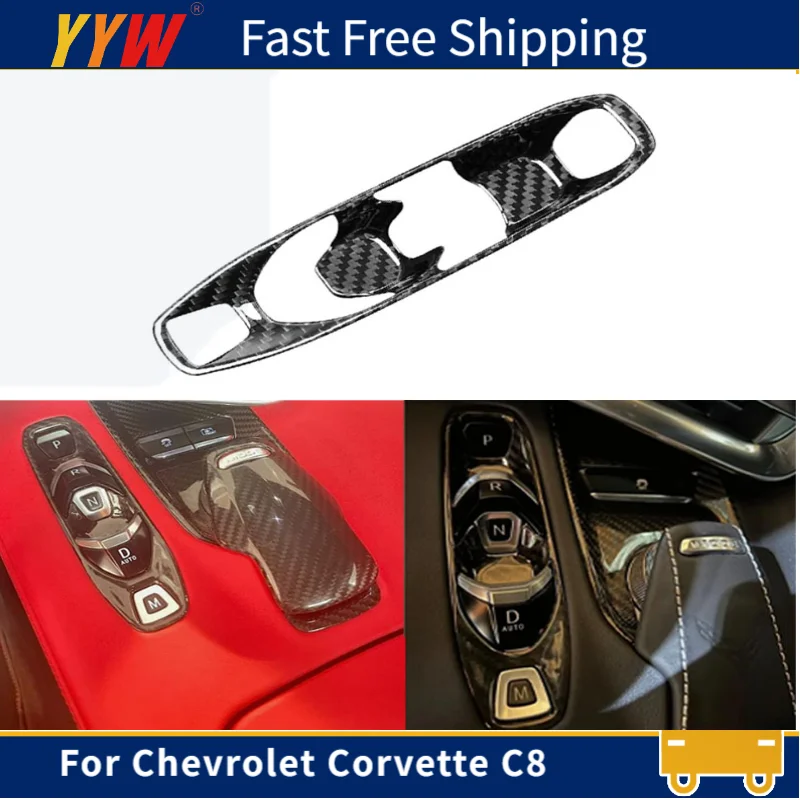 

Car Gear Selector Stickers For Chevrolet Corvette C8 Stingray Coupe HTC 2020+ Real Carbon Fiber Car Accessories