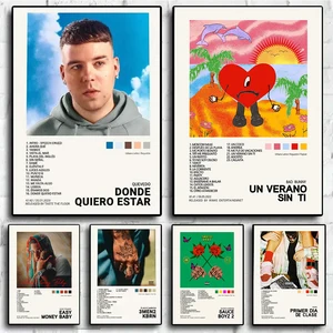 Nordic pop rapper aesthetic poster mora feid eladio carrion rauw alejandroo music album printing in screen wall art decoration house 6 Main Sales Quevedo - №4