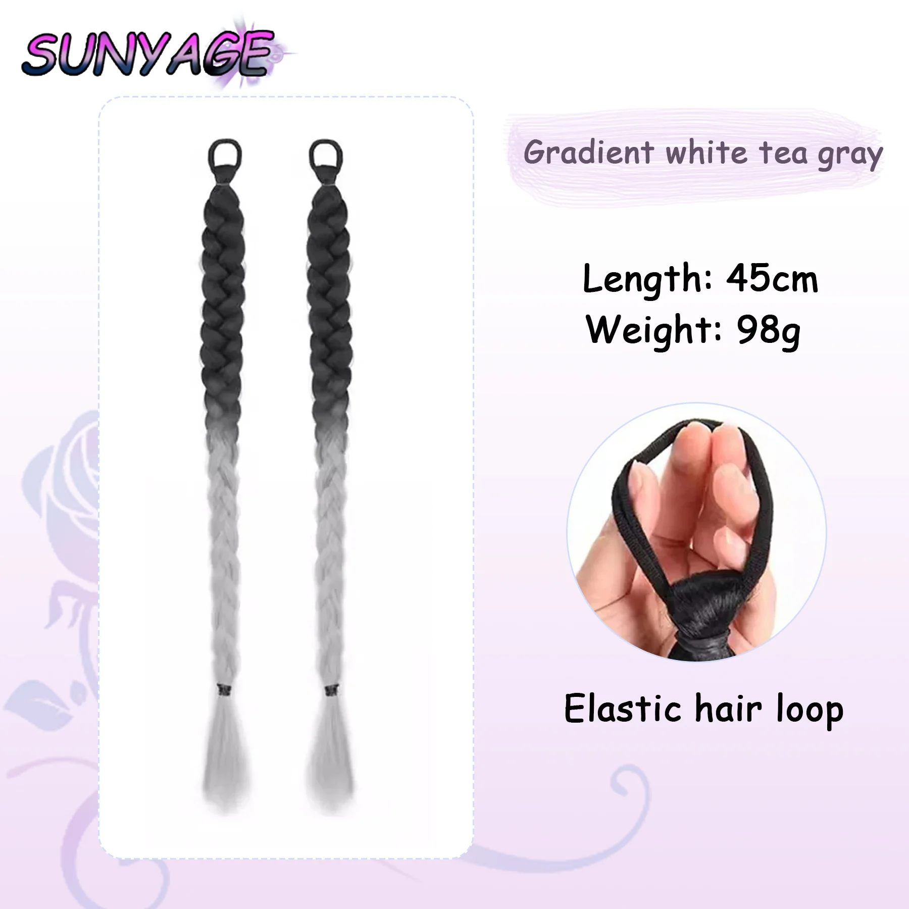 SUNYAGE Gradient pink double ponytail dopamine cute synthetic braided colorful hair, suitable for daily gatherings