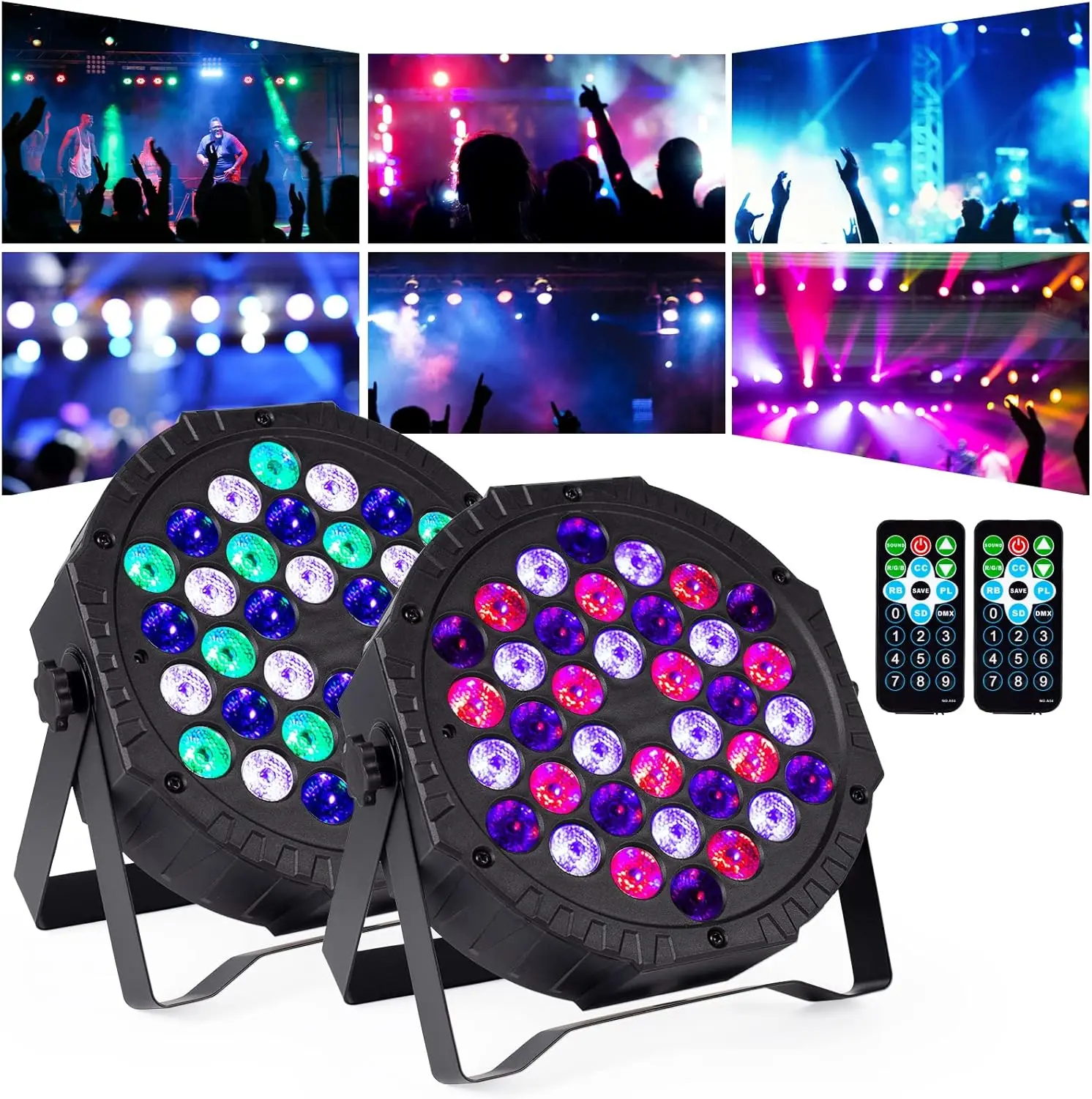 

Stage Lights 36 DJ LED Par Light RGB Party Lights Uplights with Sound Activated Remote DMX Control