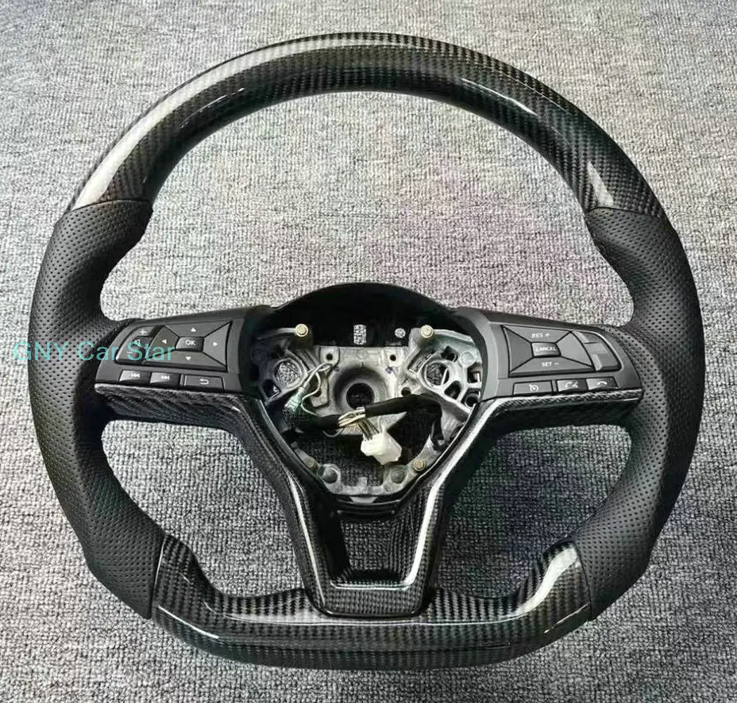 

D Shape Carbon Fiber Car Leather Steering Wheel with Leather For Nissan