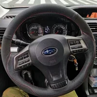 Protector para volante de coche personalizado, cuero de gamuza de microfibra antideslizante para Subaru XV Forester 2013 2014 2015 Avant, envoltura para volante
