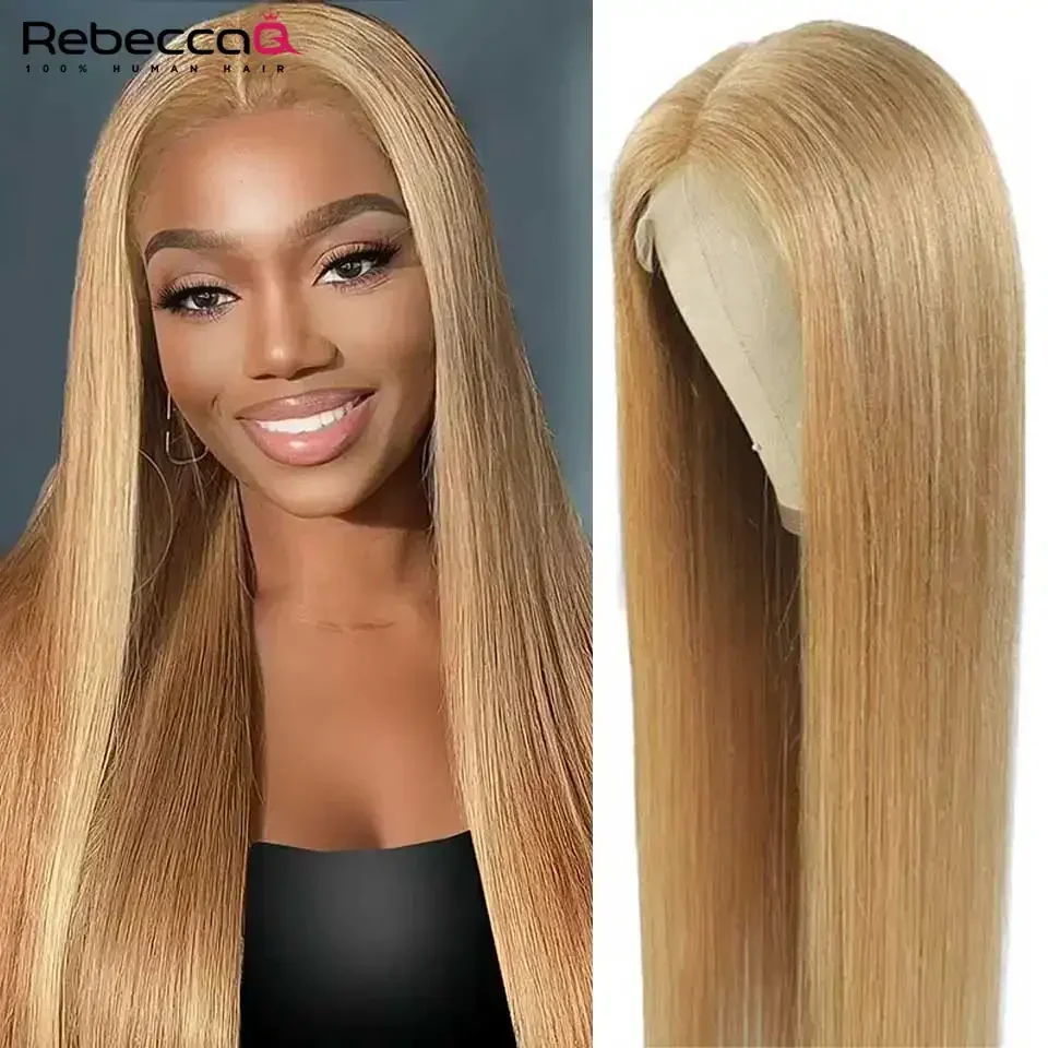 Honey Blonde Colored Bone Straight 13X6x2 Lace Frontal Wig Remy Pre-Plucked HD Lace Part Wig Human Hair Wigs For Black Women