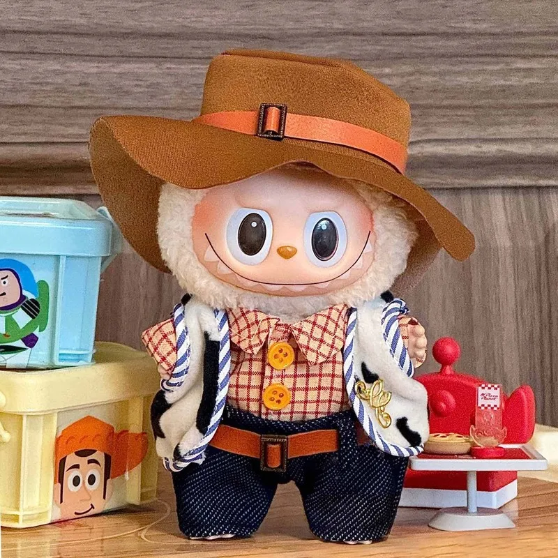 

For Labubu 17cm Plush Doll Accessories Brithday And Christmas Gifts Party Games Toy Doll Brown Clothes Doll Clothes Accessory