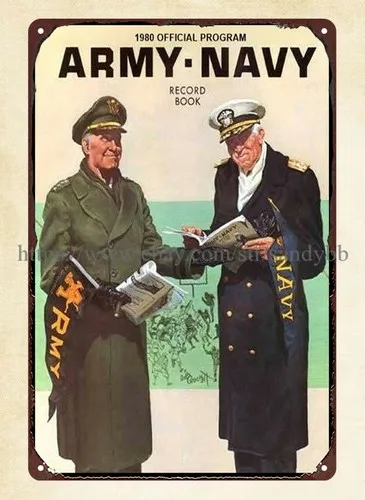 1980 Army Navy Football Program Poster, Military metal tin sign wall furnishing