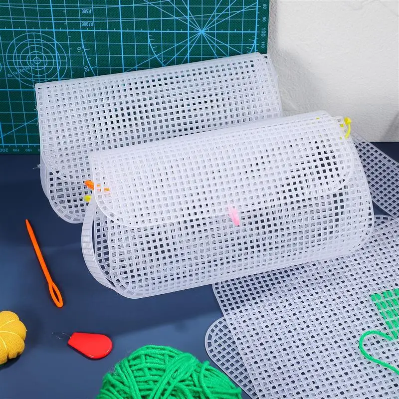 

4pcs Large Plastic Canvas Clear Purses Plastic Handmade Bag Sheets Yarn Accessories Hook Bag Mesh Bags DIY Bag Accessories