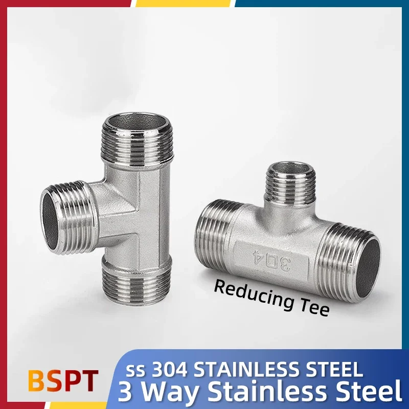 

BSPT Male Thread Tee Type Reducing 304 Stainless Steel Butt Joint Adapter Adapter Coupler Plumbing Fittings