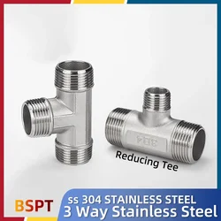 BSPT Male Thread Tee Type Reducing 304 Stainless Steel Butt Joint Adapter Adapter Coupler Plumbing Fittings