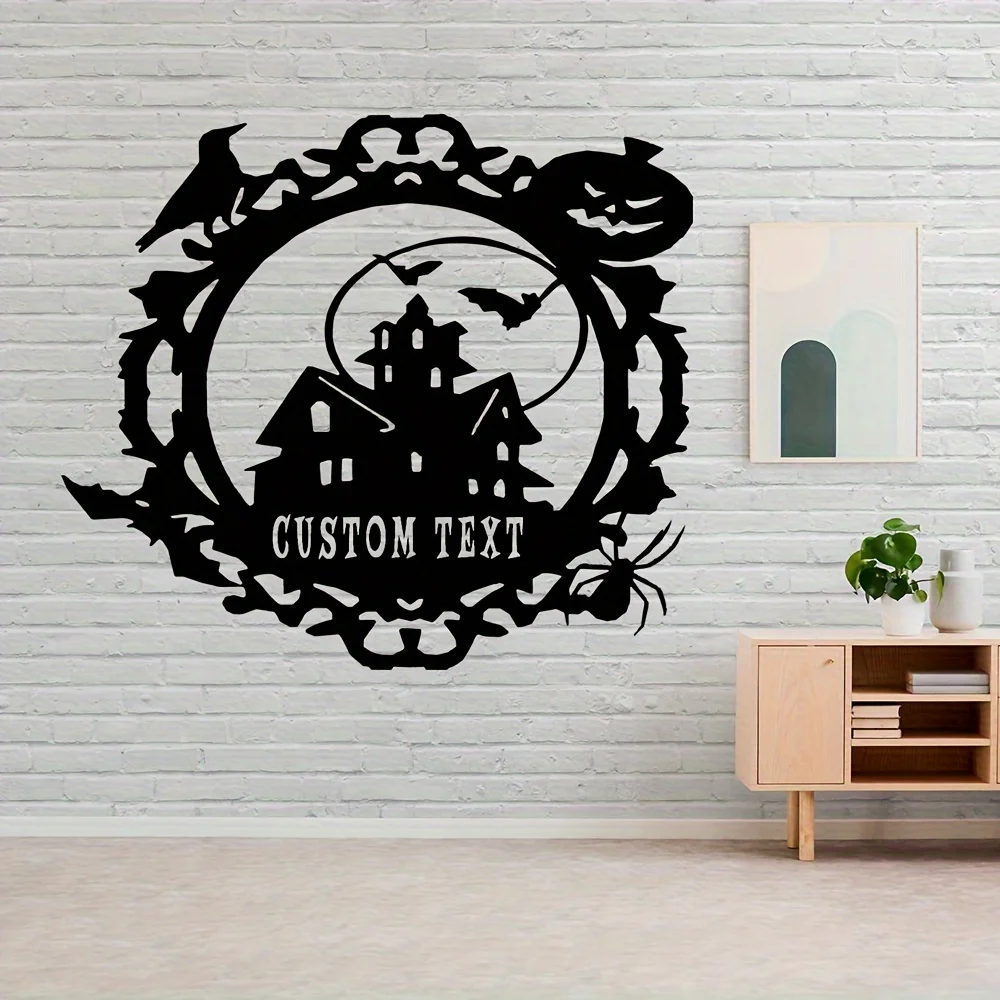 Customizable Black Iron Family Name Sign with Rustic Charm Ideal for Home Decor Halloween Parties Outdoor Garden Ornament