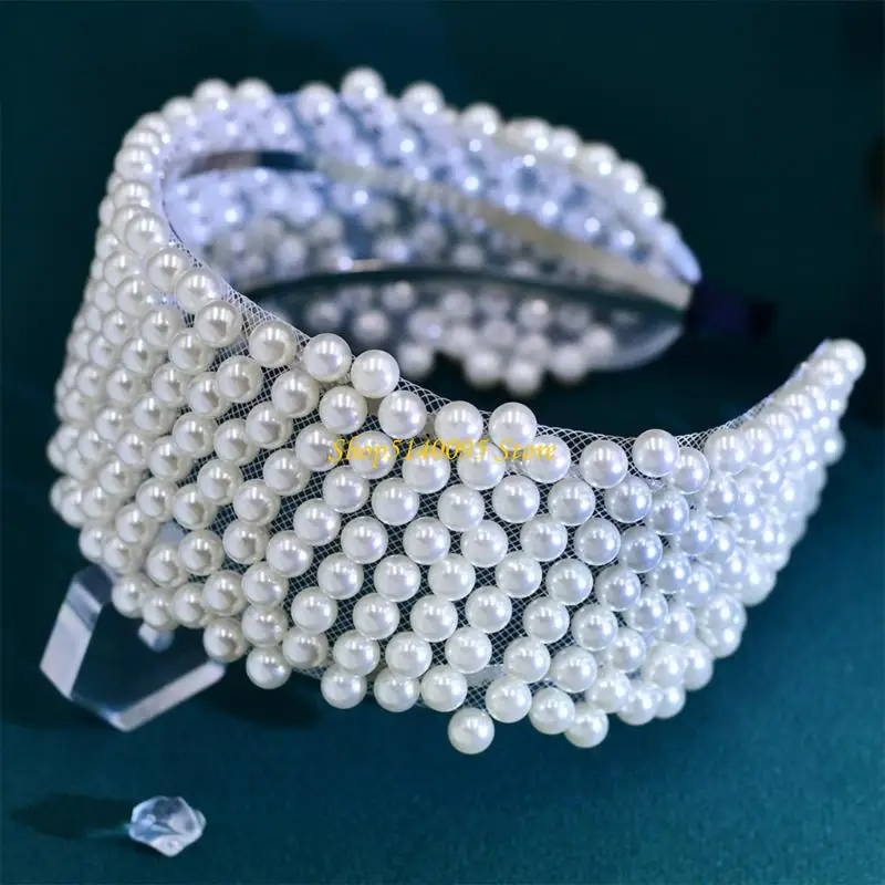 DXAE Feito artesanal Rhinestones Hair Hoop Pearls Bandeira cabelo Filos cabelo confortável para meninas Casamento e festa