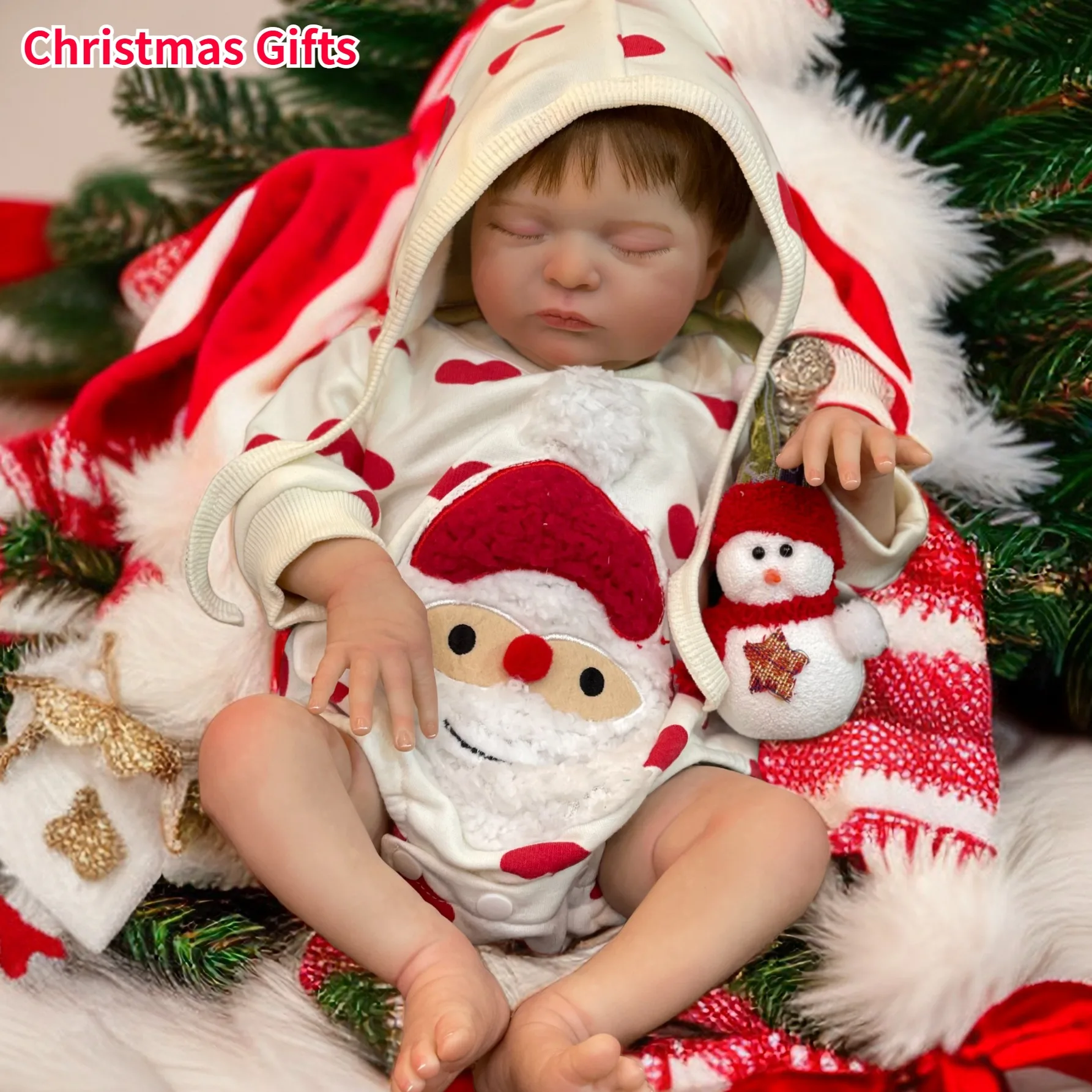 20 Inch Christmas Clothes Laura Reborn Baby Doll Handmade Lifelike Newborn Baby Doll Lifelike Bebe Newborn Doll