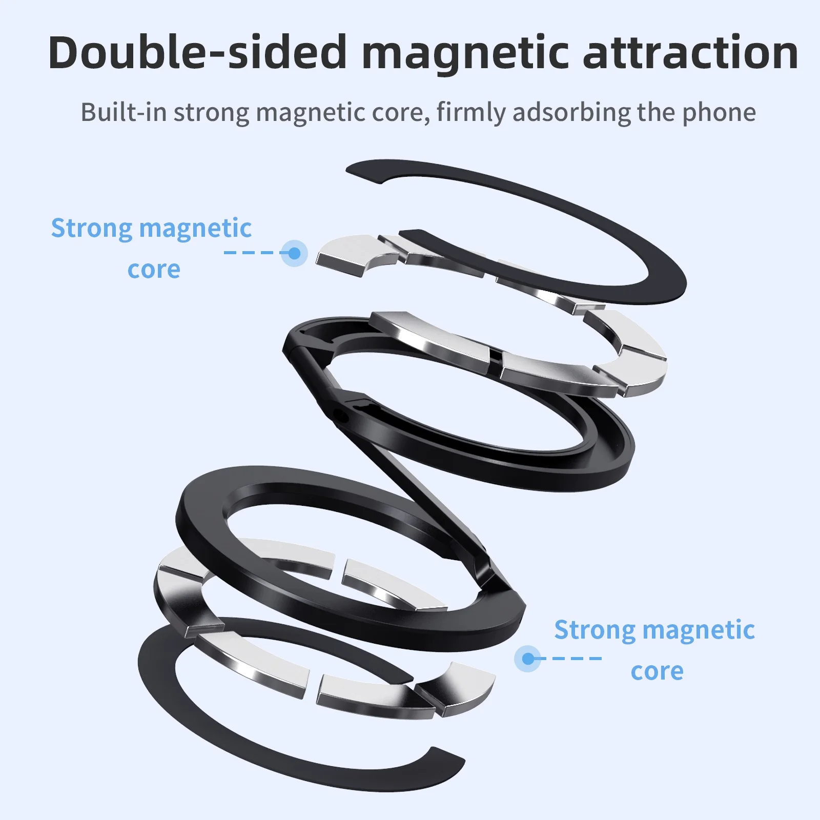 Foldable Double-Sided Magnetic Phone Holder Mini Round Metal Ultra-Thin Mobile Phone Stand Holder Adjustable Bracket For Magsafe