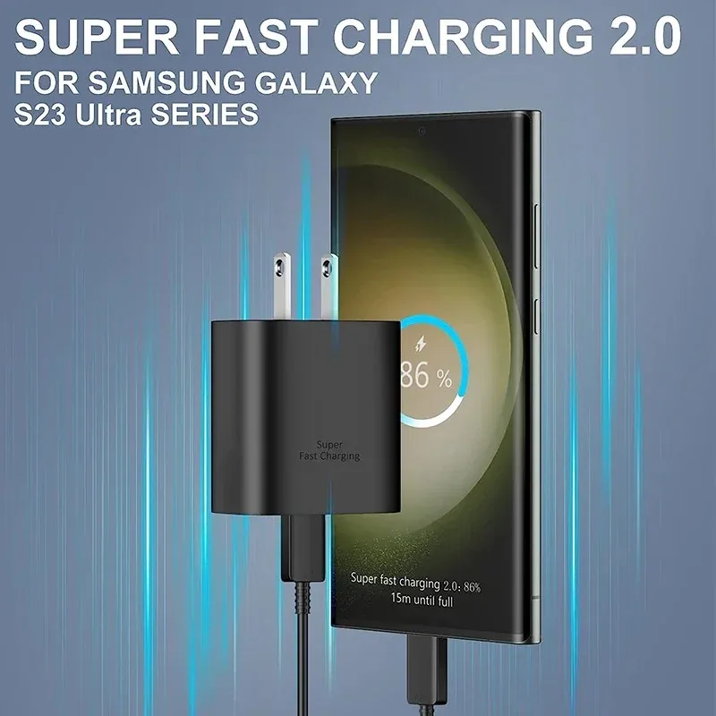 Original USB C Charger for Samsung Galaxy S21 S22 S23 PD Type C Fast Charging Mobile Phone Wall Adapter 50W for iPhone 14 15 Pro