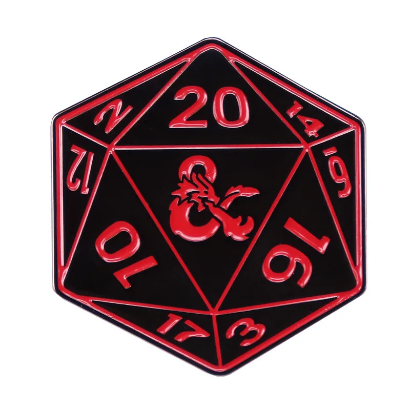 Juego de RPG Dungeon DnD Dragon Dice D20 broche esmaltado lindo Anime alfileres de solapa de Metal para mochilas broches joyería de moda regalos