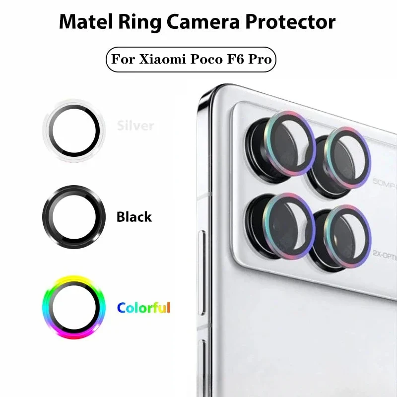 For Xiaomi Poco F6 Pro Metal Ring Camera Protectors For Poco F6Pro PocoF6 Pro PocoF6Pro Camera Lens Ring +Tempered Glass