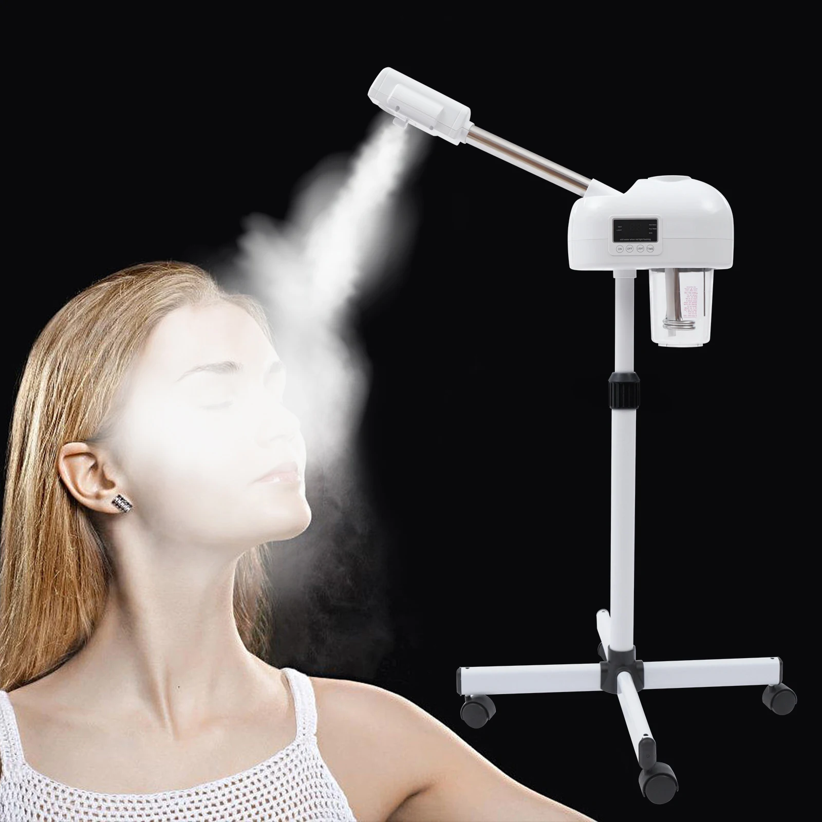 Cuiseur vapeur professionnel pour le visage, brume chaude à l'ozone Nano-Ion avec écran LCD, hauteur réglable pour Salon, maison, Spa, réduction du vieillissement