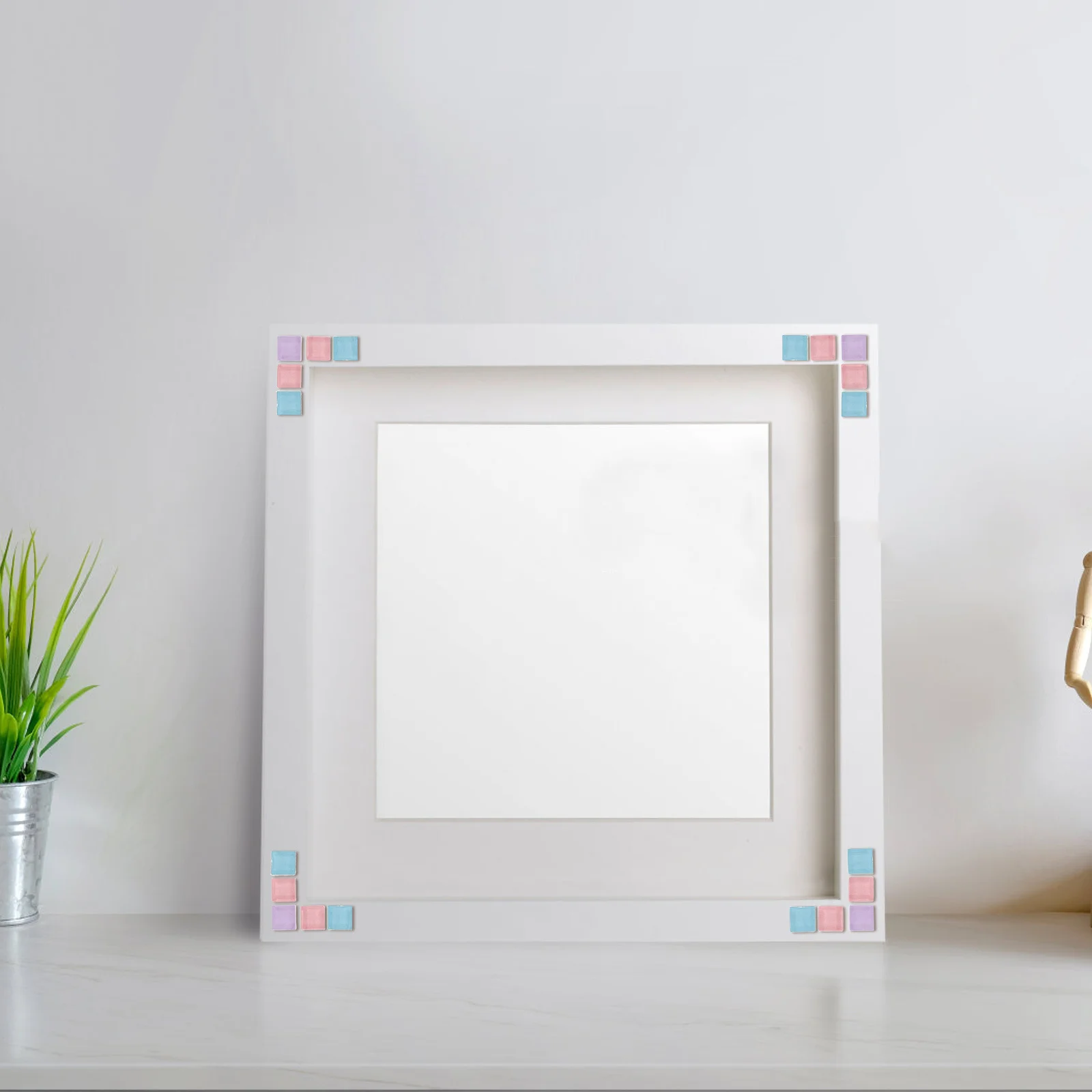 

2 Bags Colored Square Glass Tiles 1x1cm DIY Kit Mosaic Crafts Home Decoration Supplies Glass Pieces Stones Kit