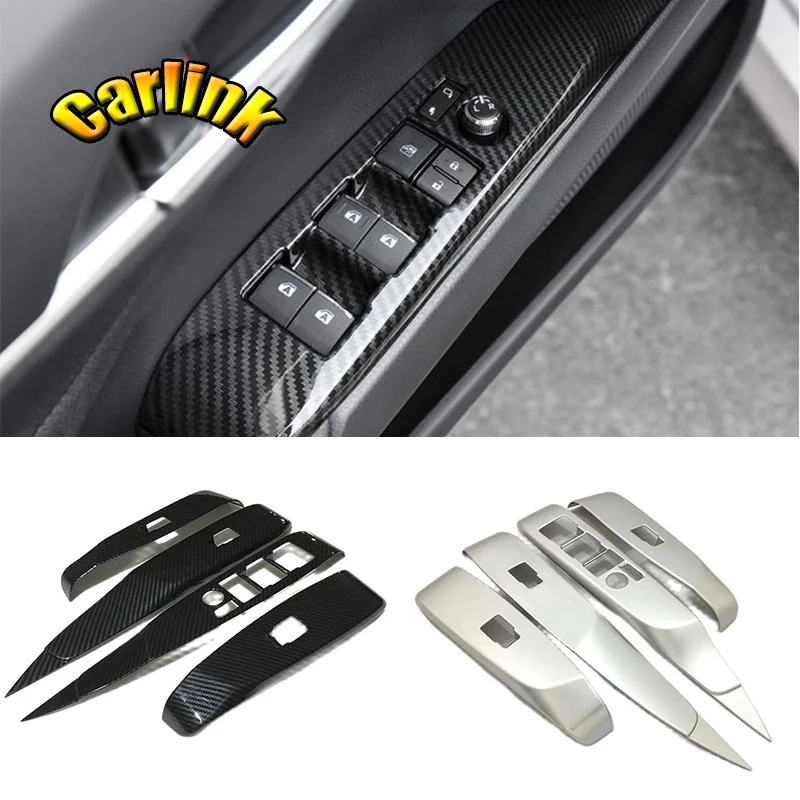 

For Toyota Camry 2018 2019 ABS Carbon fibre LHD RHD Car Door Window glass Lift Control Switch Panel Cover Trim accessories 4pcs