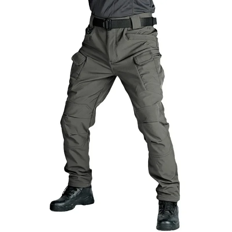

Winter Assault Pants Men's Velvet Wate rproof Shark Skin Soft Shell IX7 Tactical Pants Multi-pocket Training Pants