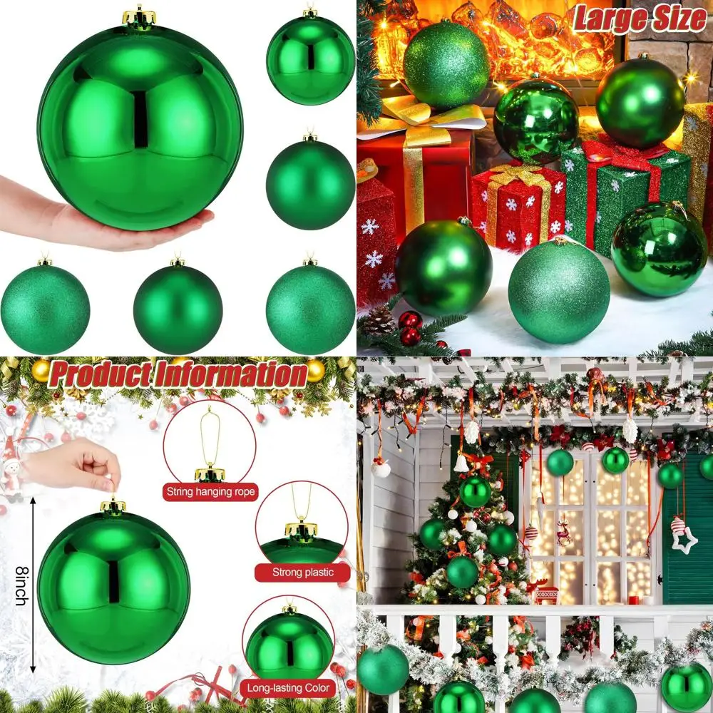 

Extra Large 8 Shatterproof Plastic Christmas Balls - Oversized Ornament for Holiday Tree and Outdoor Party Decor