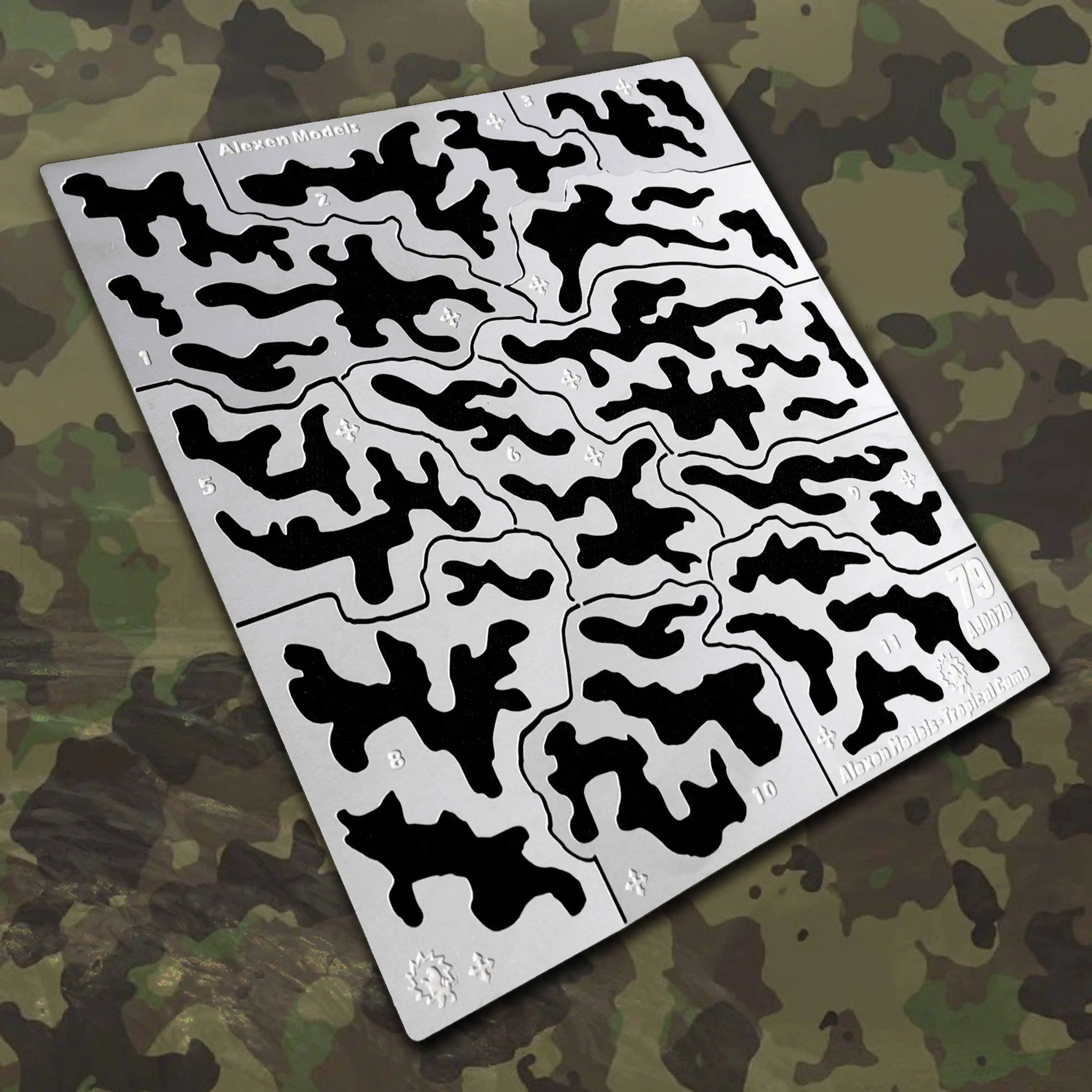 Alexen AJ0079 Tropical Camo Shrubs Jungle Pattern Model Spraying Stencil  For Military Model Hobby DIY Tools Accessory