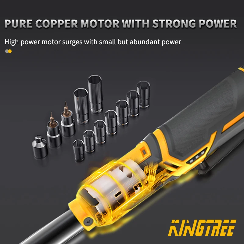 Kingtree 12V Electric Wrench power Screwdriver 3/8 Cordless Extended Ratchet Wrench With 1/2 Lithium-Ion Battery Home DIYS