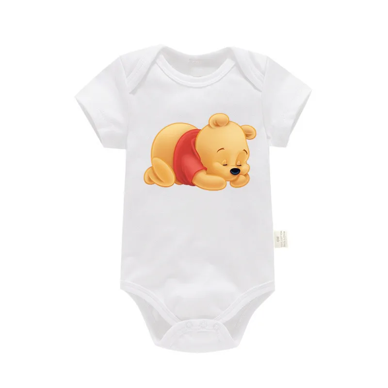 Cute Cartoon Winnie and Stitch Baby Clothes Cotton Newborn Bodysuit Boys Girls Clothes Summer Short Sleeve Baby Romper