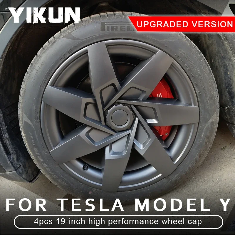 4PCS Hub Cap Performance Replacement 19Inch Wheel Cap Automobile Full Rim Cover Accessories for Tesla Model Y Hubcap Wheel Parts