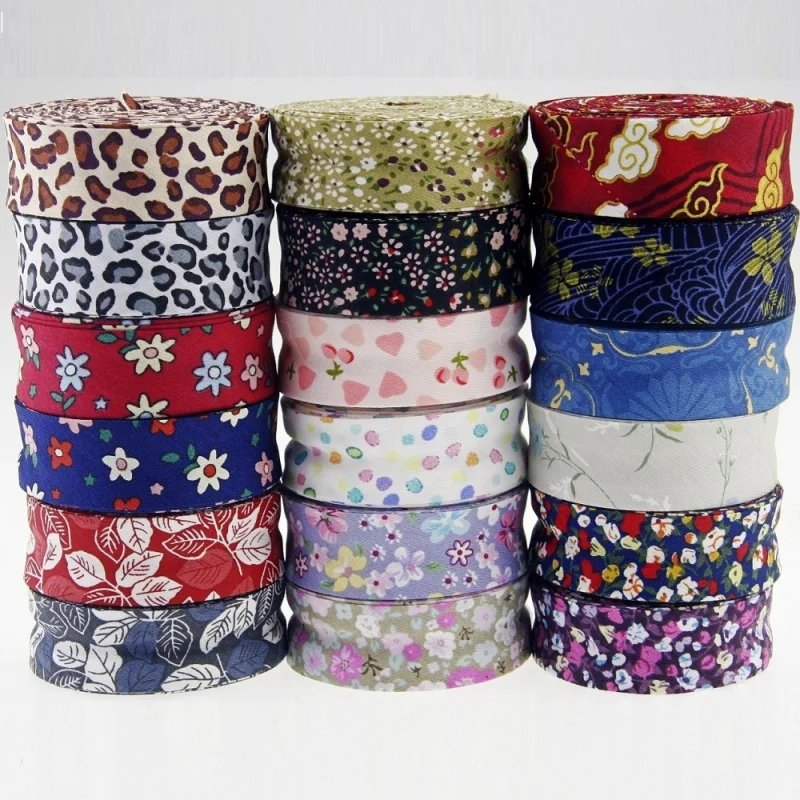 Single Fold Cotton bias tape, bias binding for table cloth, quilt, craft sewing, floral printing, 25mm(1 \