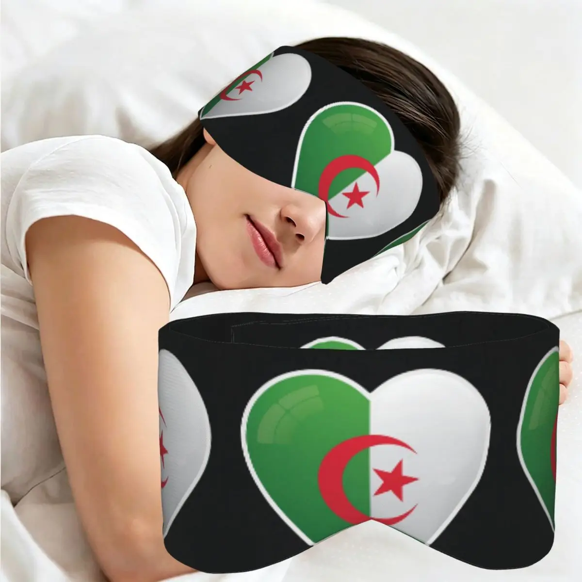 Algeria Algerian Flag Love Icon sleep eye mask Portable Eye Cover for Girls Boys Home Sleeping Party Gift Eyeshade eyepatch