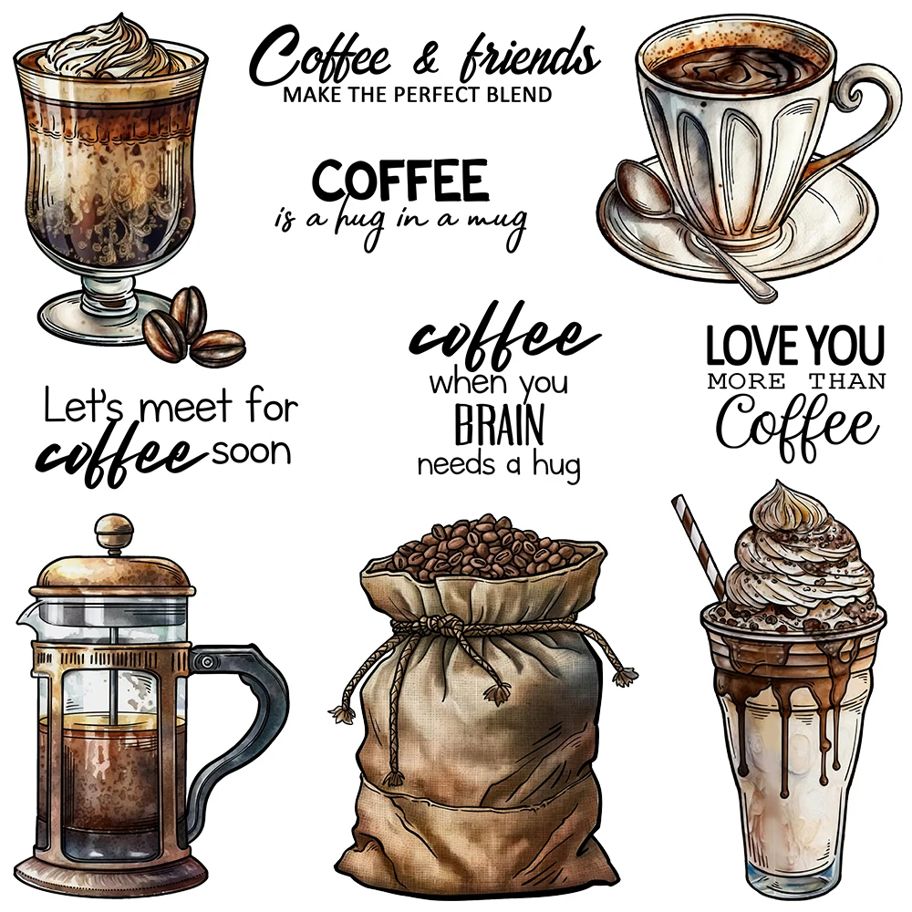 

Mangocraft Have A Cup Of Coffee Cutting Dies Clear Stamp Coffee Bean DIY Scrapbooking Metal Dies Silicone Stamp For Cards Albums