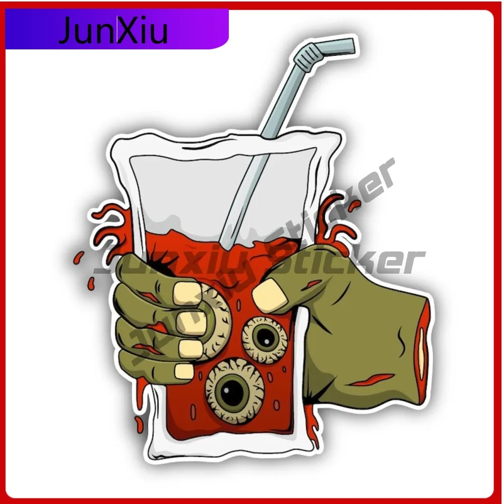

Eyeball Juice Drink Held By Cut Off Hand Shaped Vinyl Sticker Halloween Fun Car Truck Laptop Water Bottle Graphic Vinyl Bumper