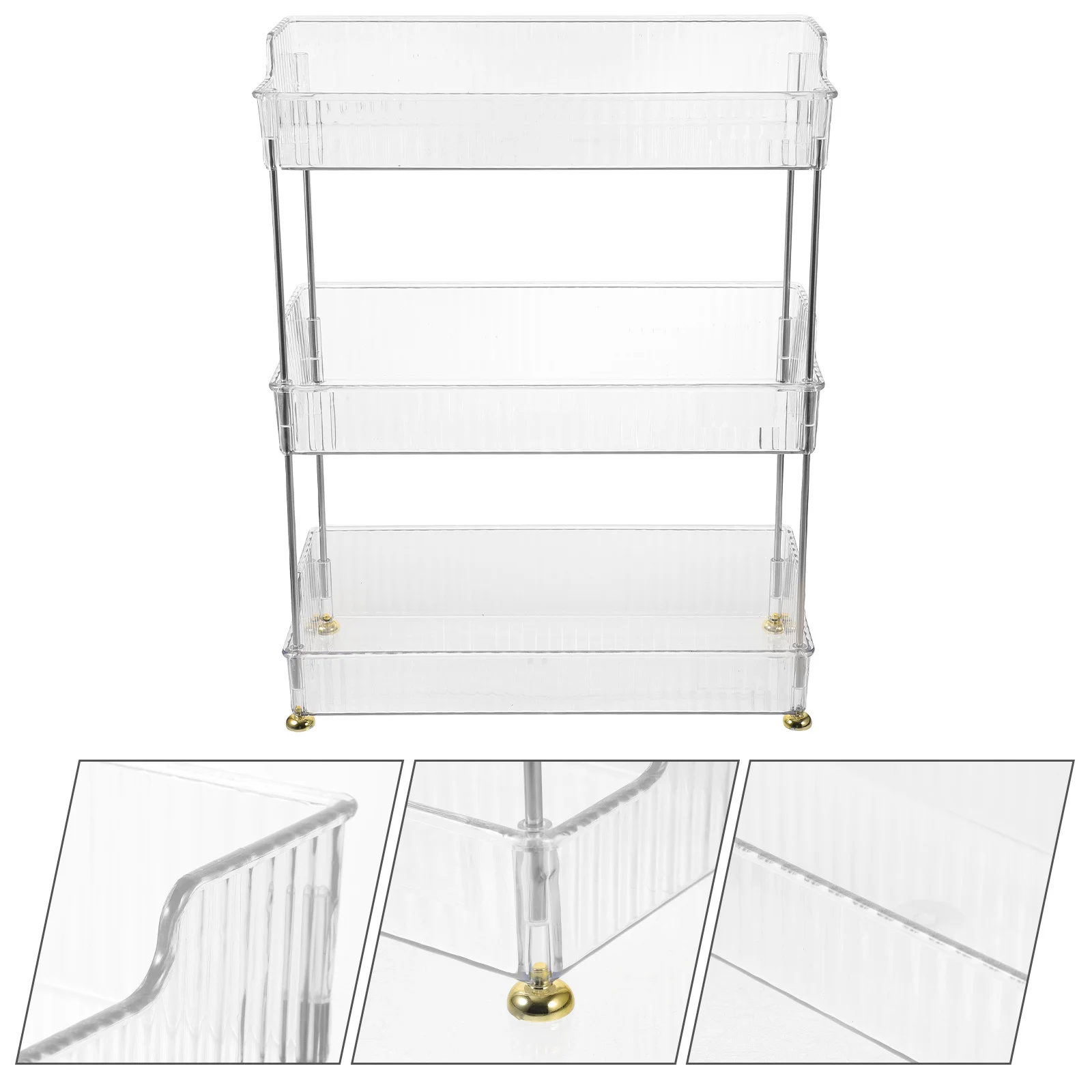 

3 Tier Clear Bathroom Counter Organizer Stand Multi-Functional Desktop Storage Shelf For Toiletries Cosmetics Pet Stainless