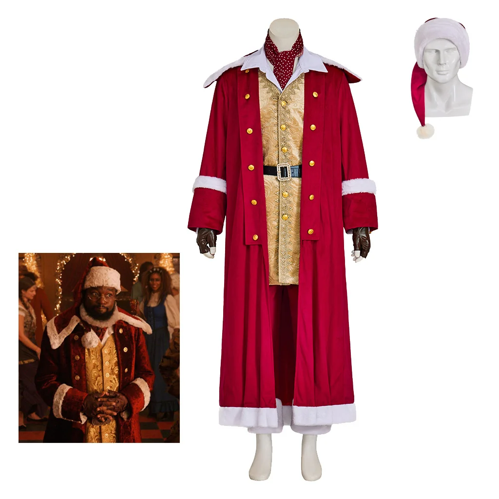 Movie Through Snow Eddie Santa Claus Cosplay Costume Christmas Suit Medieval Santa Claus Outfits Jacket Vest Shirt Pants Hat Ful