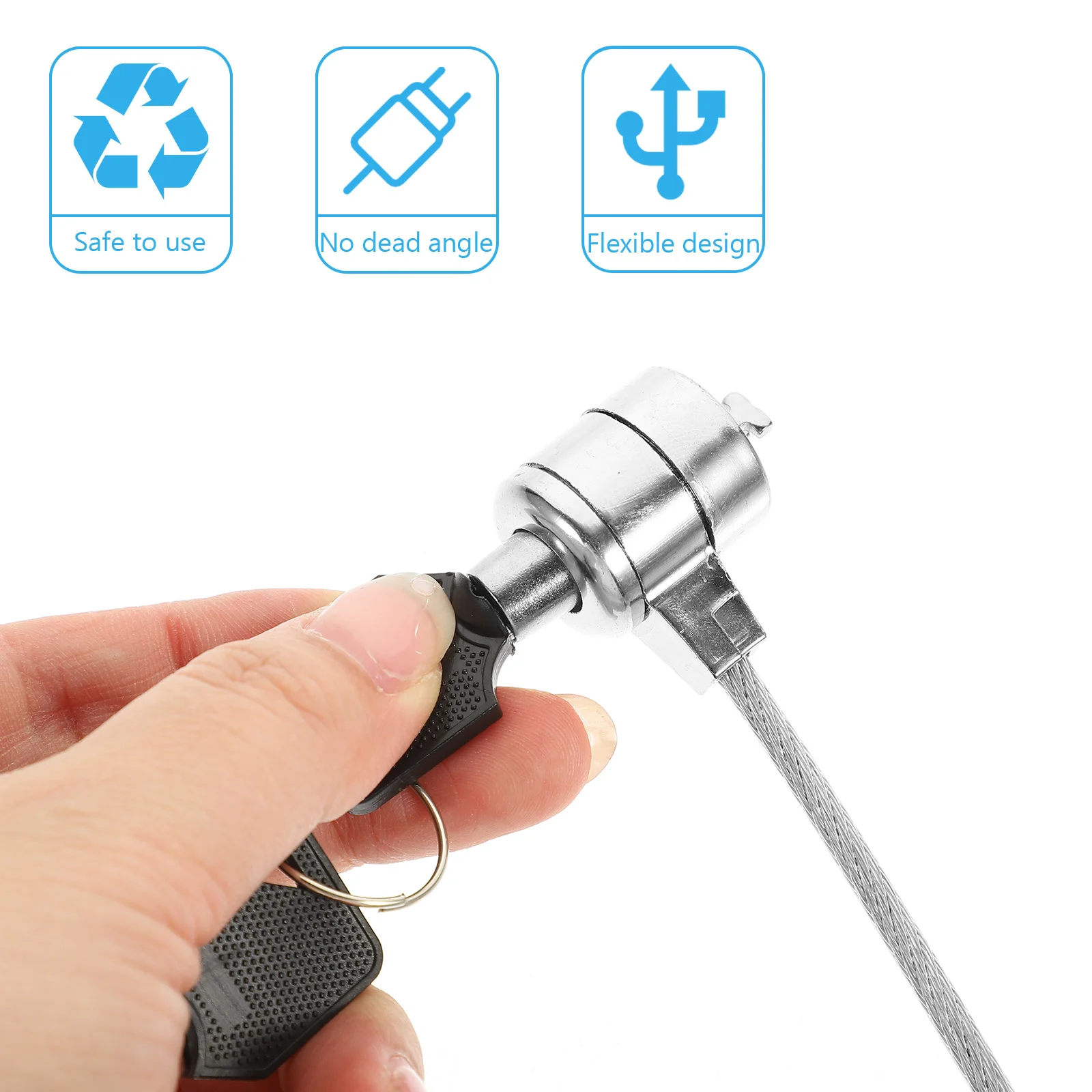 

2Sets Laptop Locking Cable Keyed Cable Lock Strong Durable Anti-Theft Security Hardware 6ft Wire Rope for Computer Monitor