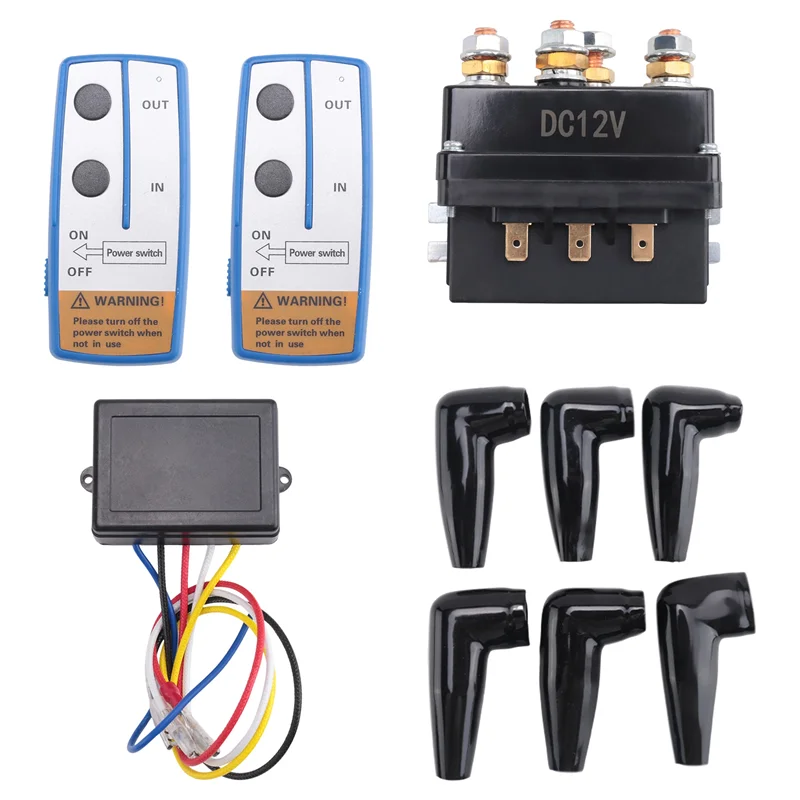 

Контактор электромагнитного реле лебедки 12 В 500 А + комплект дистанционного управления беспроводной лебедки для грузовика Jeep ATV 5500-12000 фунтов лебедка (500A)-A14Z