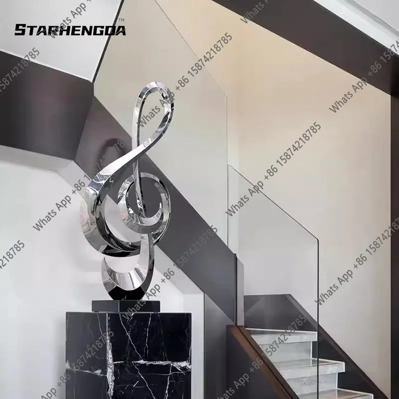 C Stainless Steel Treble Symbol Hotel Model Room, Living Room, Art Sculpture, Floor, Corridor, Modern, Simple Decoration