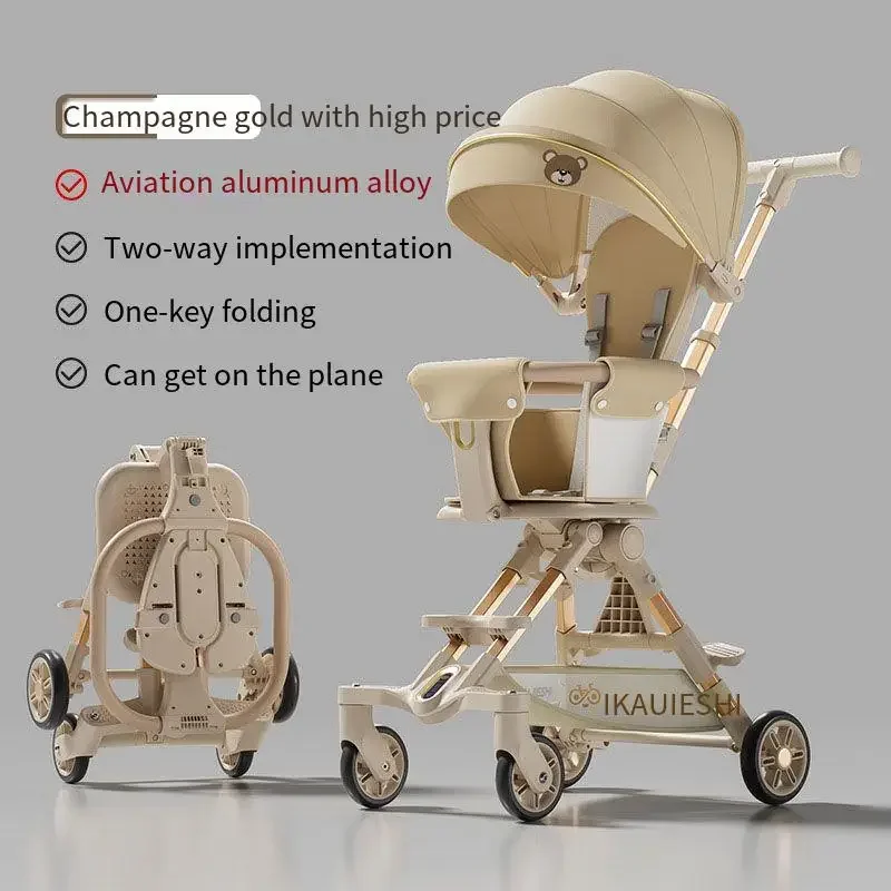 

Ultra Lightweight Baby Stroller High Landscape Folding Stroller Newborn Baby Two-way Swivel Seat Can Take on The Plane Stroller