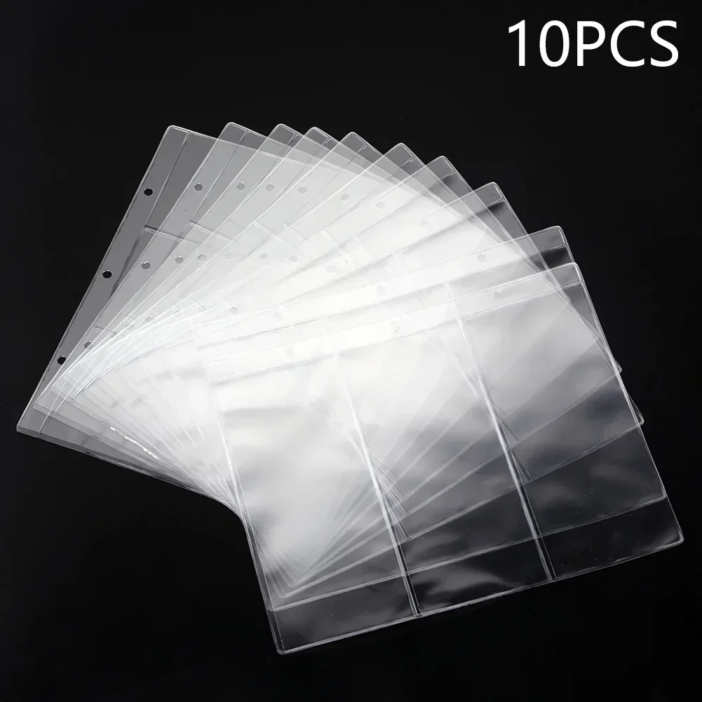 Binder Paper Money Album Page Portable Sheet Banknotes Collection Folders Holder PVC Sleeves 10Pcs Transparent