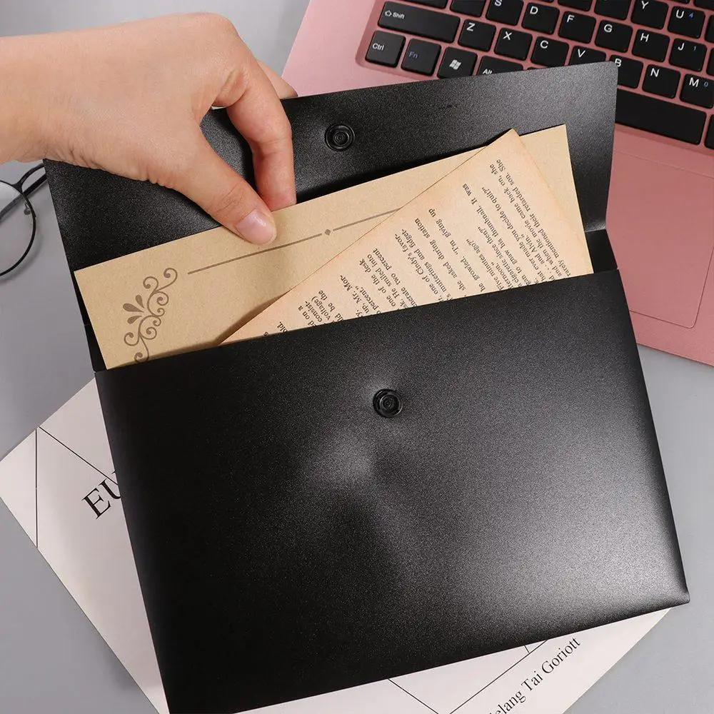 With Snap Button Closure File Folders Pouch Document Organiser Paper Organizer Document Folder Cosmetic Makeup Bags