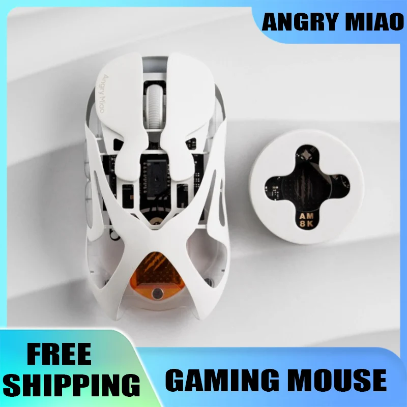 

Angry Miao Gaming Mouse Wireless Bluetooth Office Ergonomic Hot Swappable Battery AM 8K Tech 8kHz Sampling Rate Paw3950 Sensor