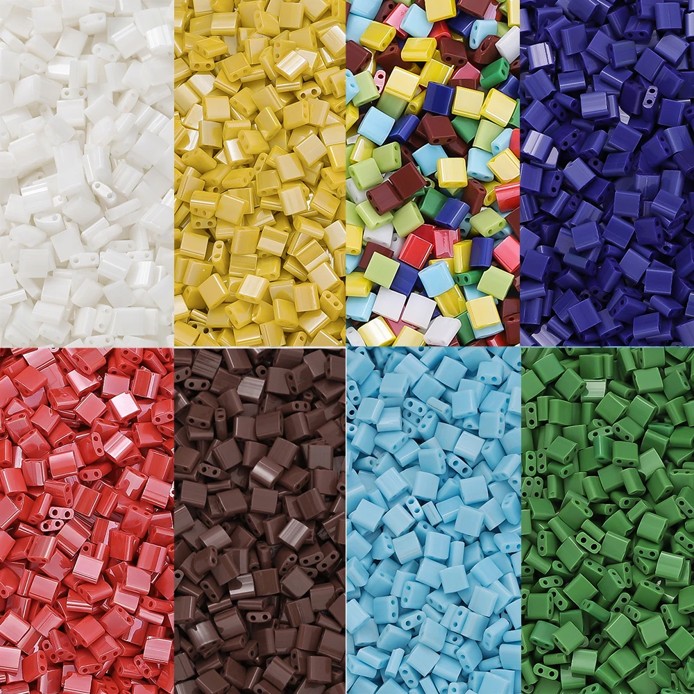 

100pcs Double Hole Czech Glass Seed Beads Colored Spacer Loose Beads for DIY Necklace Bracelet Earring Jewelry Making Supplies