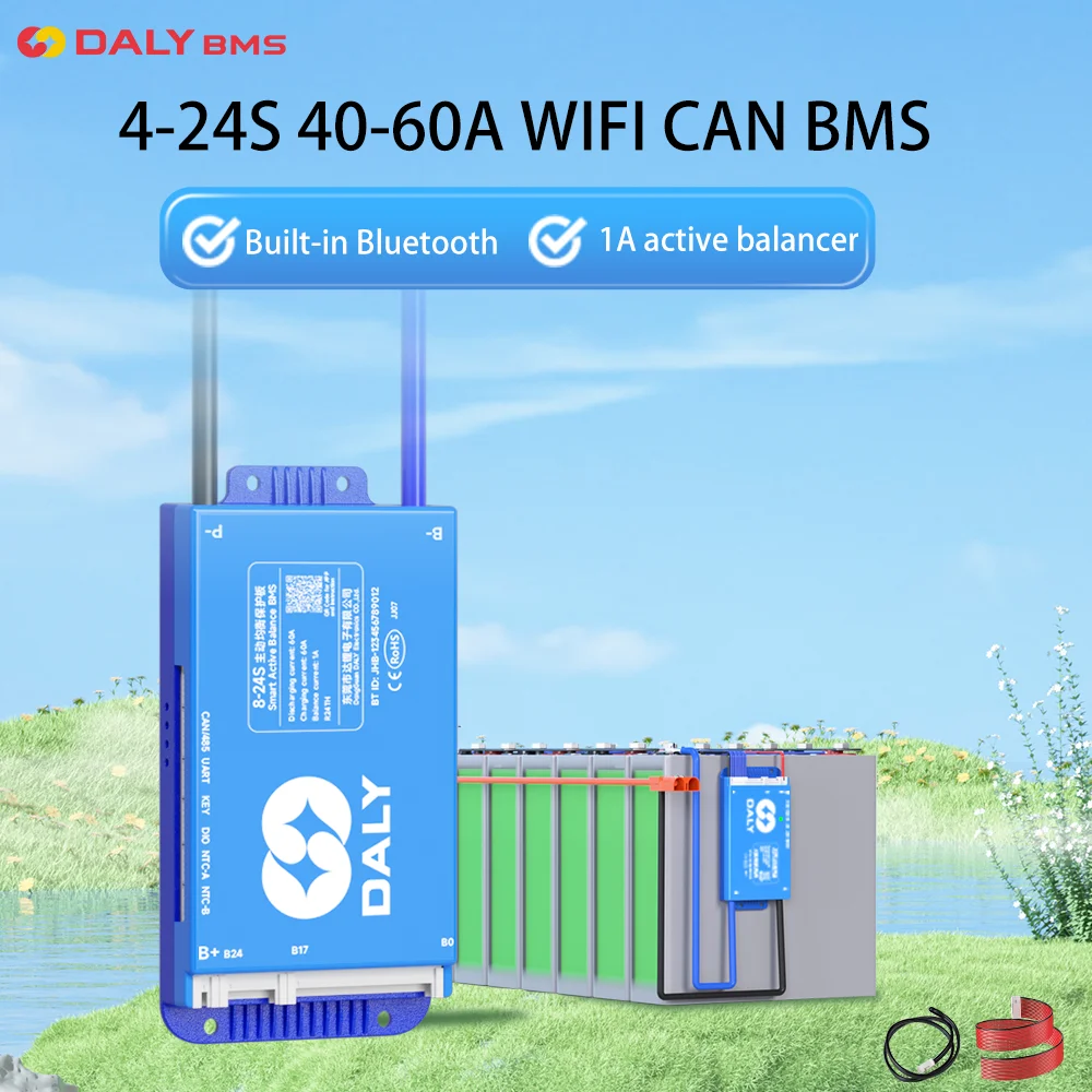 

Daly Smart balance BMS 4S 8S 12S 16S 20S 24S 40A 60A WIFI Built In Bluetooth Active balancer 1A for Lifepo4 li-ion NMC LTO