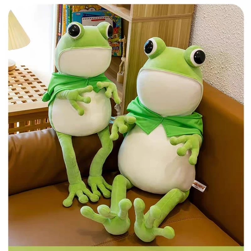 45-80cm Kawaii Cloak Frog Plush Soft Stuffed Animal Lovely Hat Big Eyes Anime Doll Hug Pillow Toy Decorative Children's Gifts