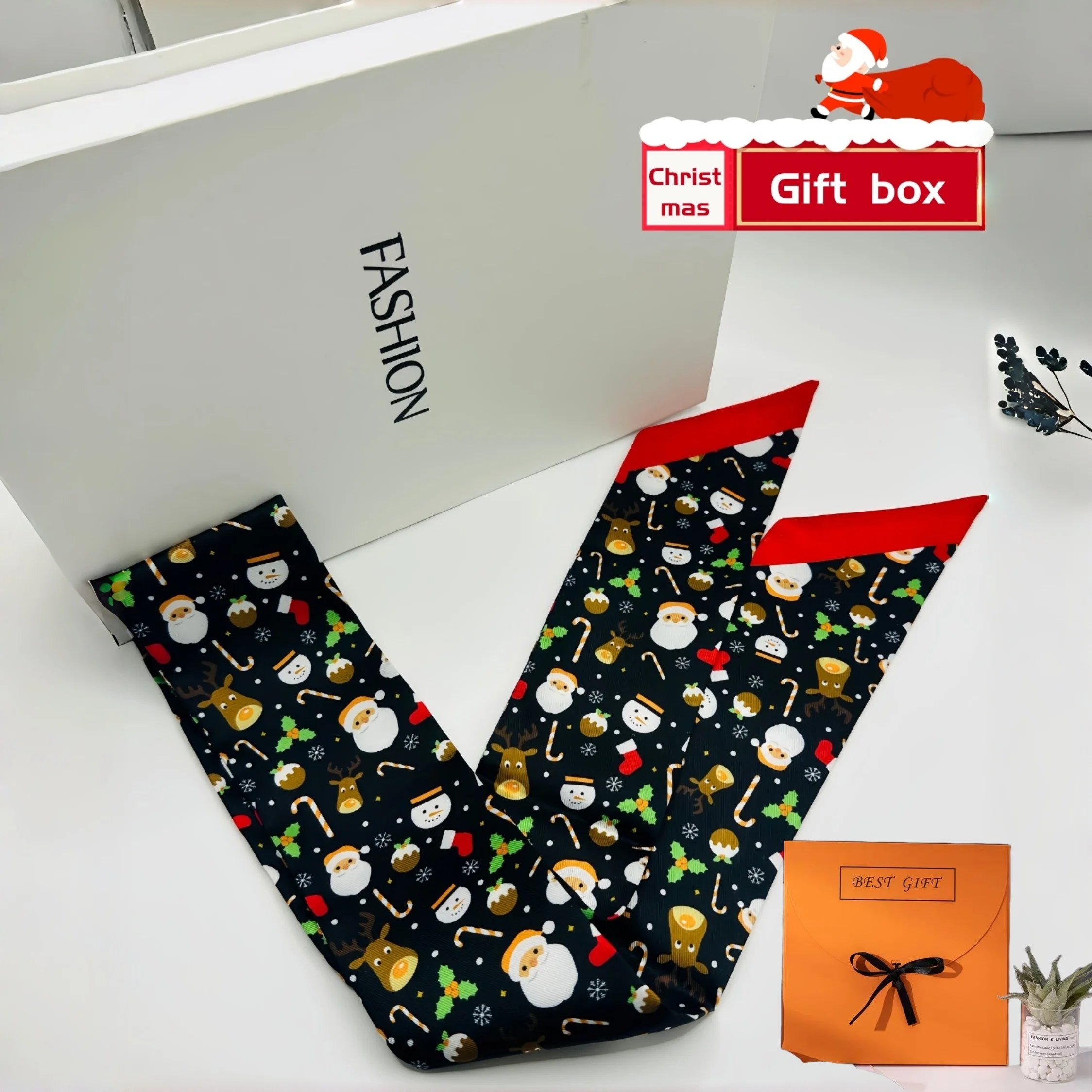 

Рождественские шарфы для женщин, мода 2025 года, легкая шелковая шаль с принтом Санта-Оленя, подарок для мамы, жены, подруги