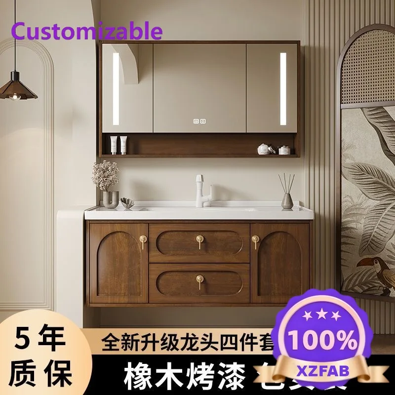 Factory Direct 2026 Wall-Mounted Bathroom Vanity Set with Storage Cabinet & Double Drawers Modern Wood Sink Vanity