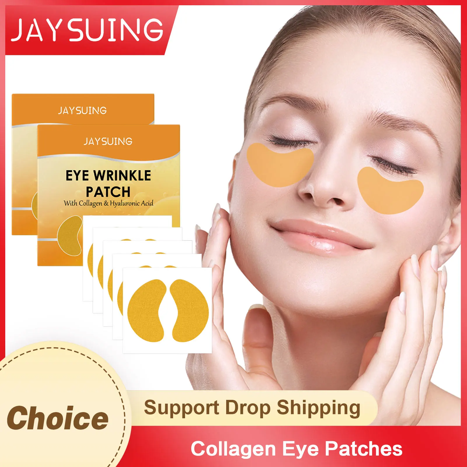Collagen Eye Patches Hyaluronic Acid Eye Mask Anti Dark Circles Eyes Bags Wrinkle Removal Moisturizing Firming Skin Care Product