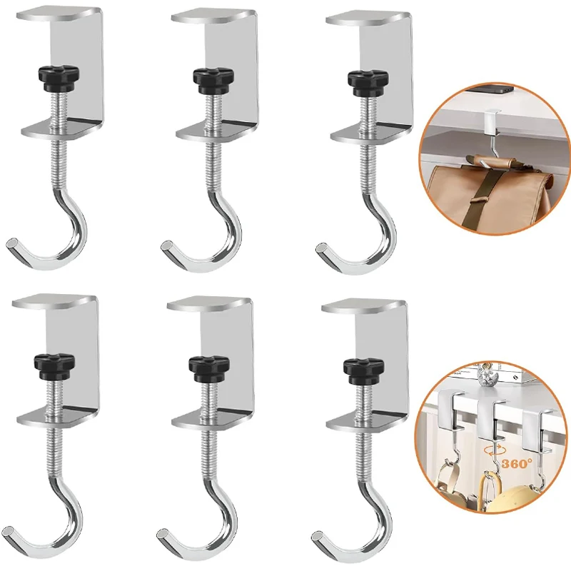 Versatile Adjustable Bag Hook Scratch-Proof Mounting System for Walls Desks Ideal for Student Organization with 360° Rotation