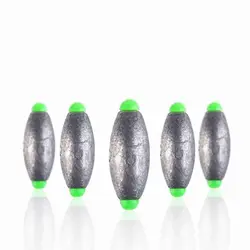 10Pcs Lead Weight Fishing Lead Sinker Mould Olive Shaped Middle Pass Removable Split Lead Shot Sinkers Hook Connector