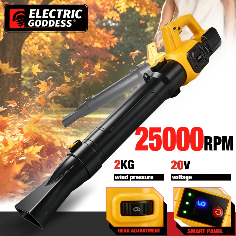 Electric Goddess Brushless Electric Air Blower Cordless Leaf Dust Snow Blowing Clean High Power Tool For Dewalt 20V Battery Pin